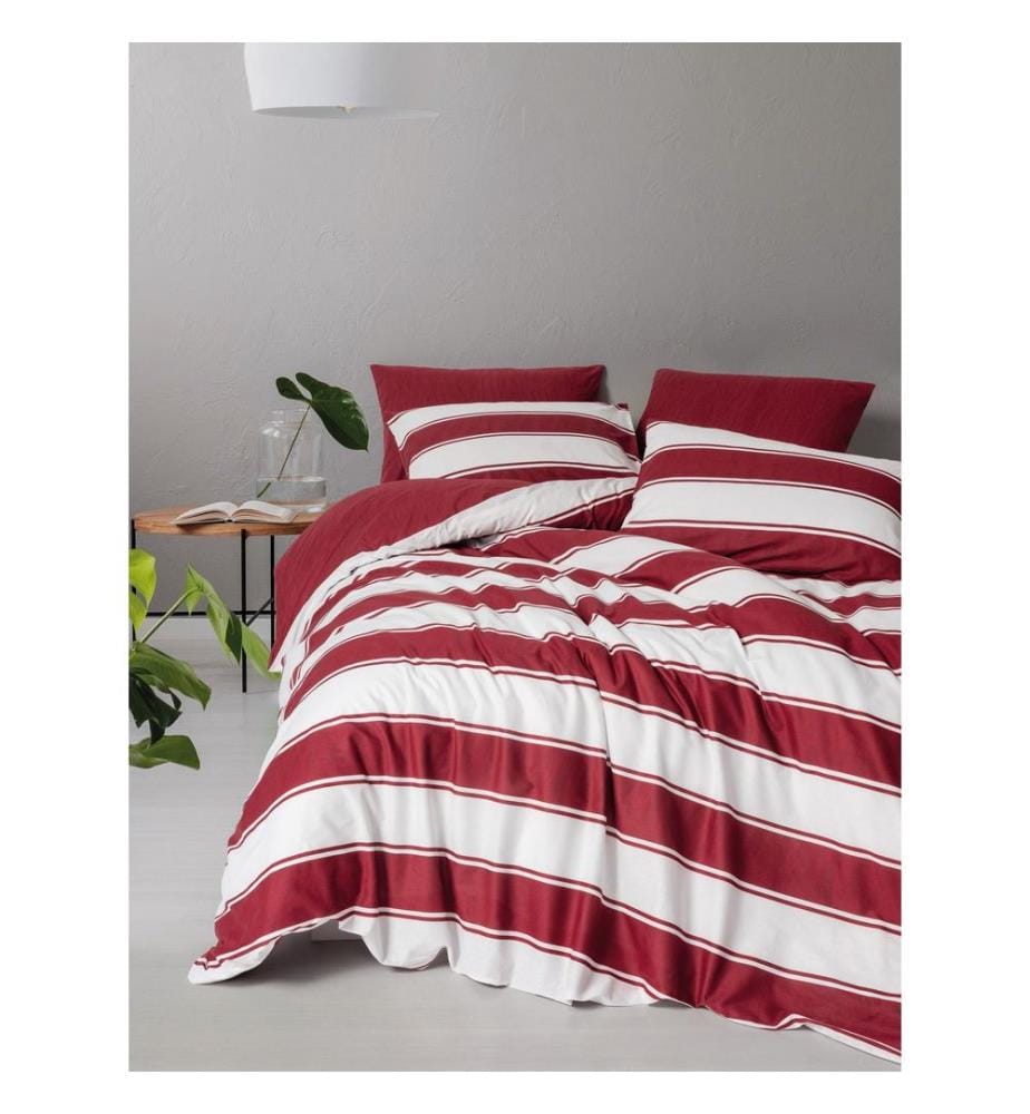 Ensemble housse de couette Ranforce King, rouge, blanc, 100 % COTON RANFORCE