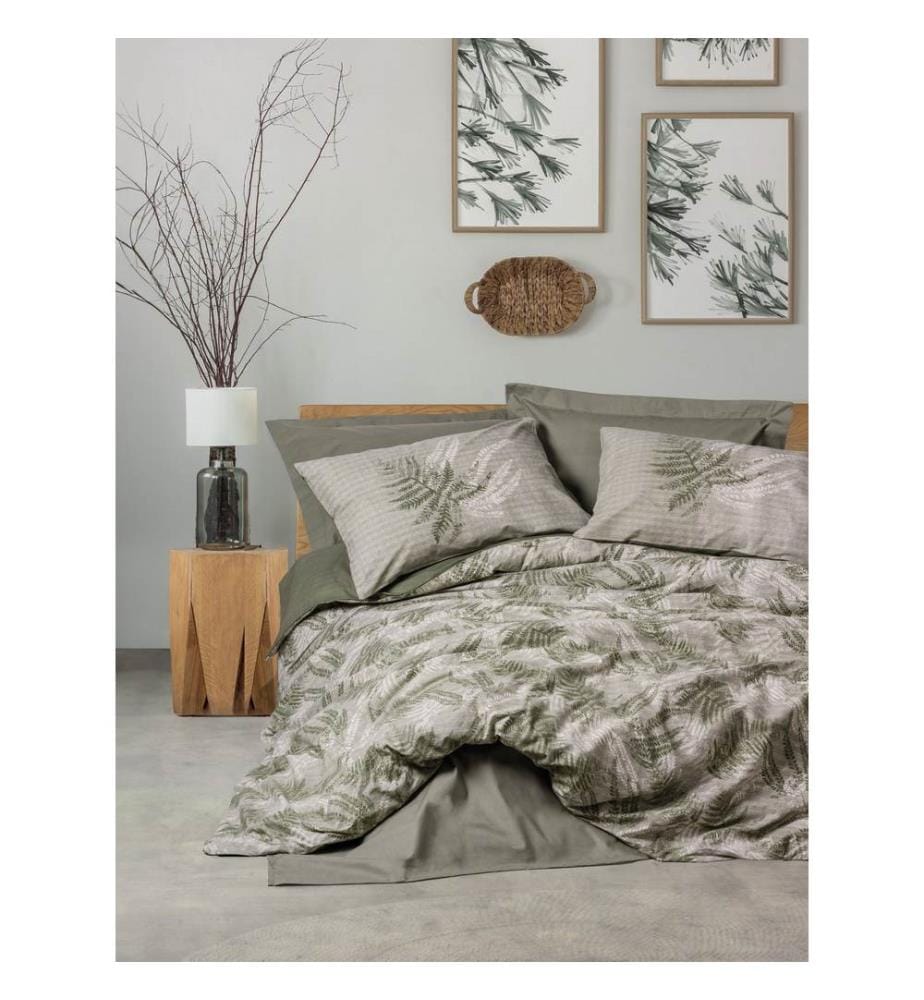 Ensemble de housse de couette Ranforce King, kaki, 100 % COTON RANFORCE
