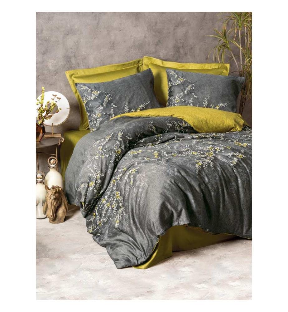 Satin Super King Bettbezug-Set, Grün, Anthrazit, 100 % BAUMWOLLSATIN