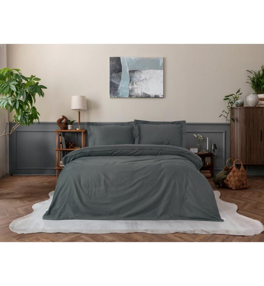 Satin Super King Bettbezug-Set, Anthrazit, 100 % BAUMWOLLSATIN