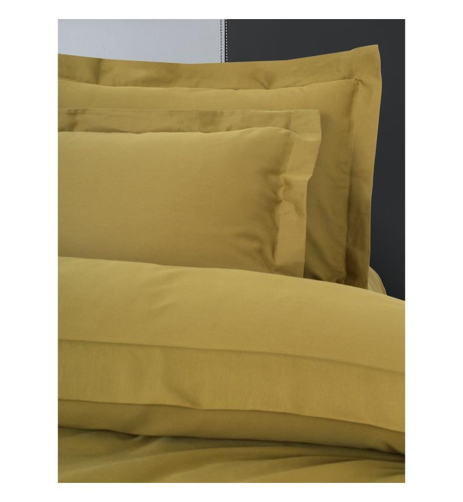 Ensemble housse de couette super king en satin, moutarde, 100 % SATIN DE COTON