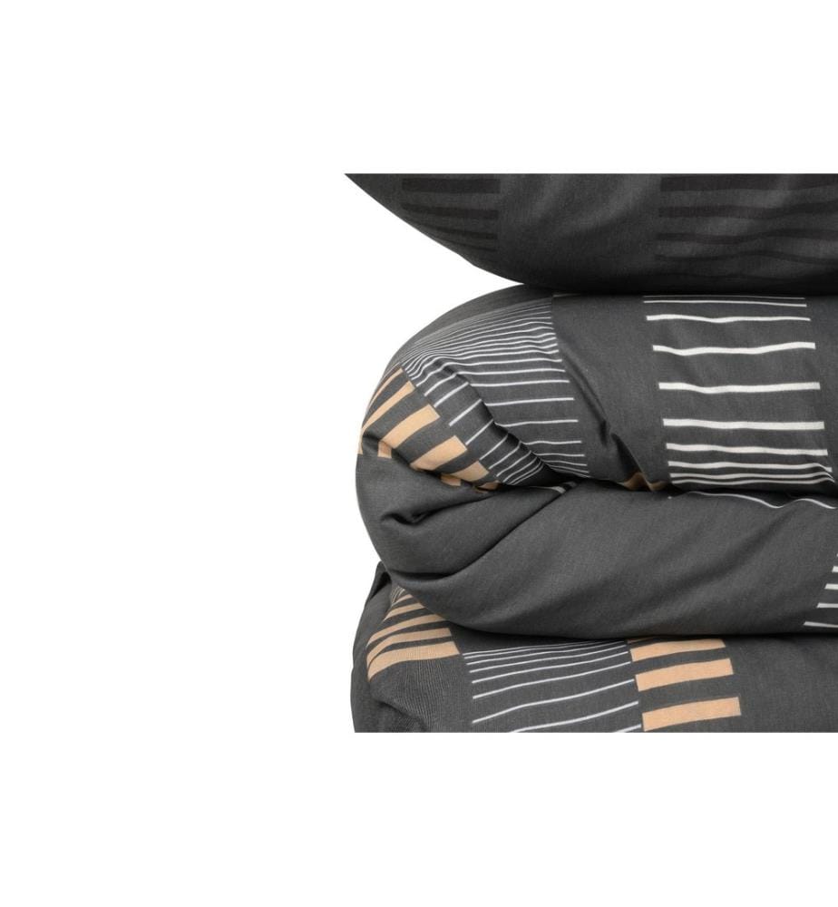 Ensemble housse de couette king, anthracite, doré, blanc, 65 % COTON / 35 % POLYESTER