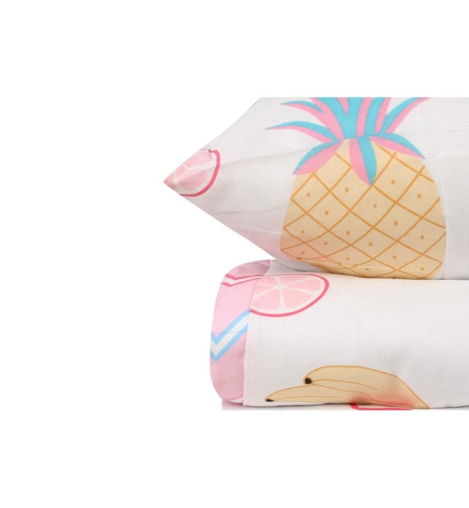 Bettwäsche-Set für Kingsize-Bett, weiss, rosa, blau, gelb, 65 % BAUMWOLLE / 35 % POLYESTER