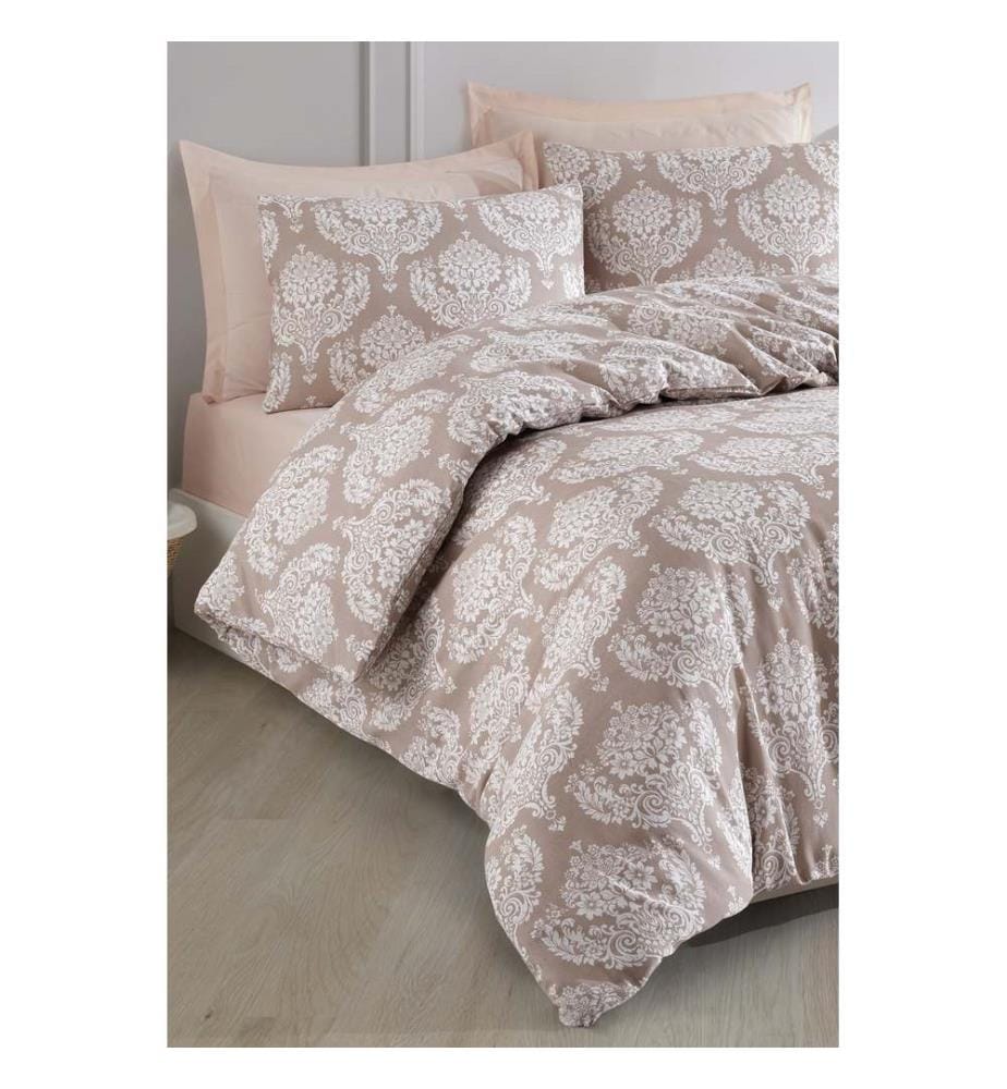 Ensemble housse de couette super king, marron, 65 % COTON / 35 % POLYESTER