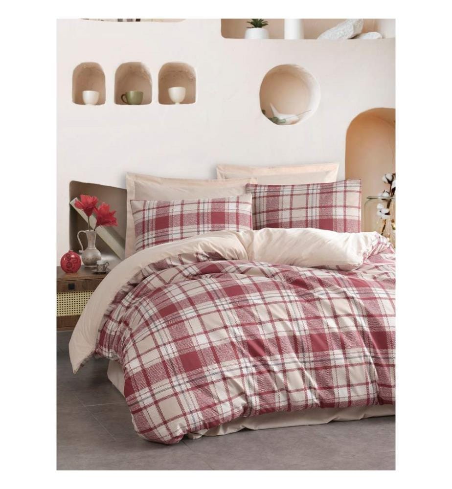 Ensemble housse de couette Super King, rouge, 65 % COTON / 35 % POLYESTER