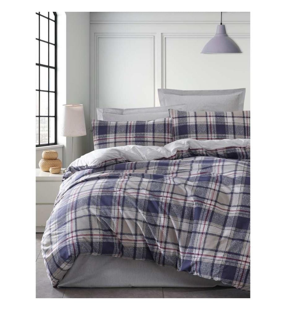 Ensemble housse de couette simple, bleu foncé, 65 % COTON / 35 % POLYESTER