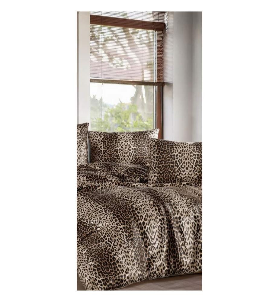 Ensemble housse de couette king size, marron, beige, 50 % COTON / 50 % POLYESTER