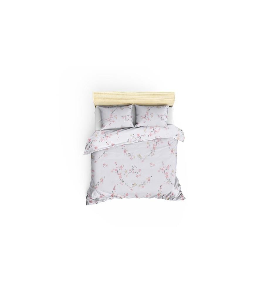 Ensemble housse de couette king size Ranforce, blanc, saumon, 100 % COTON RANFORCE