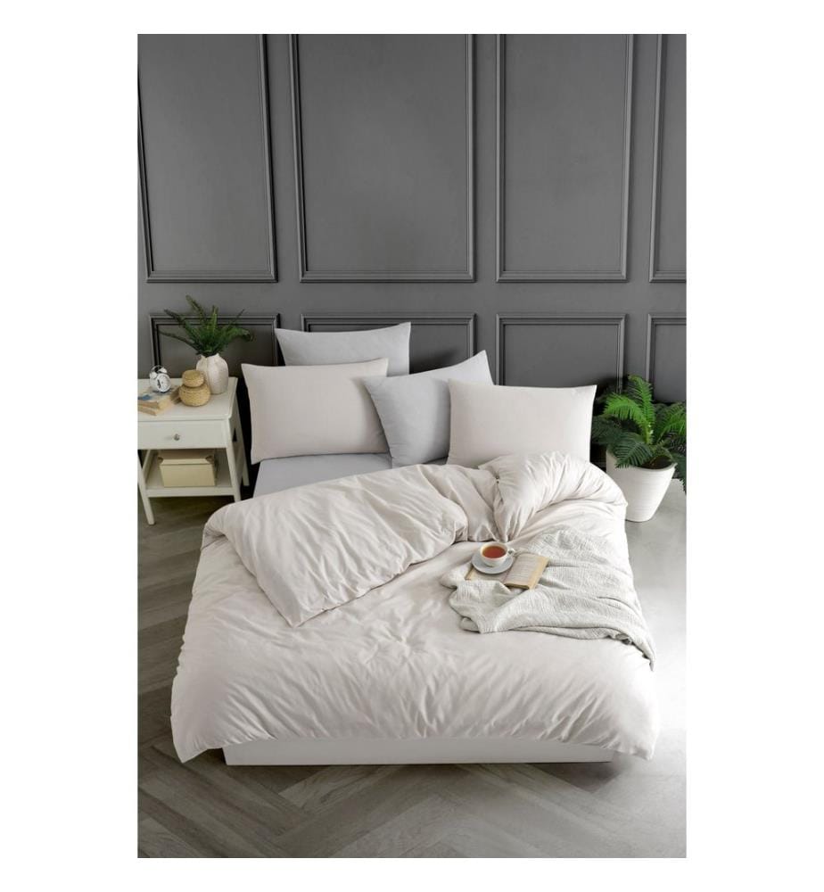 Ensemble housse de couette super king, beige, 70 % COTON / 30 % POLYESTER