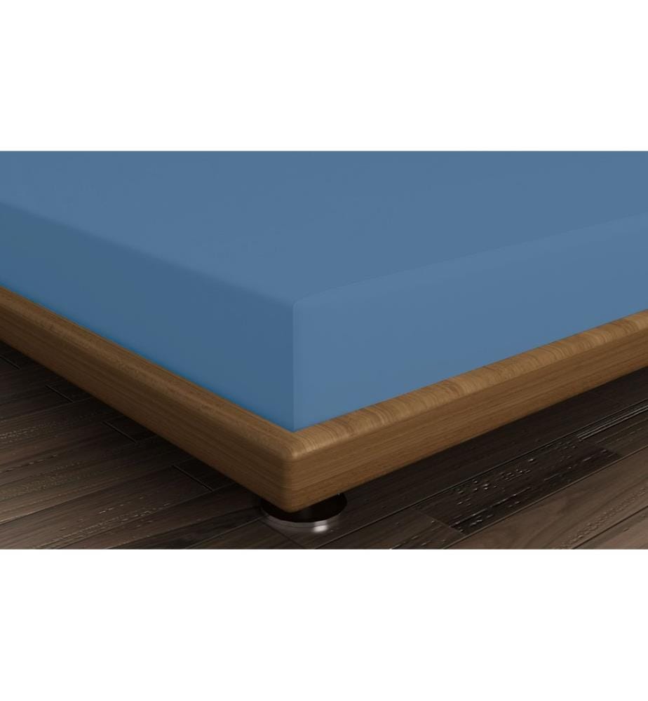 Drap-housse simple Ranforce, bleu, 100 % COTON