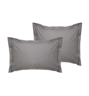 Set di federe in raso Oxford, 2 pezzi, grigio scuro, 100% RASO DI COTONE