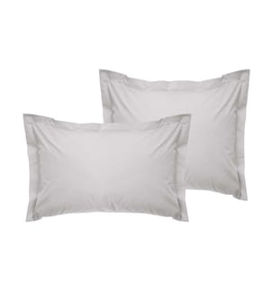 Set di federe in raso Oxford, 2 pezzi, grigio chiaro, 100% RASO DI COTONE
