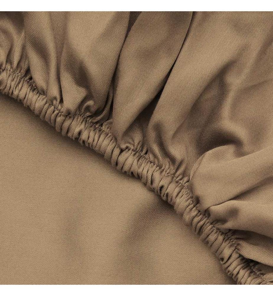 Drap-housse double Ranforce, marron clair, 100 % COTON
