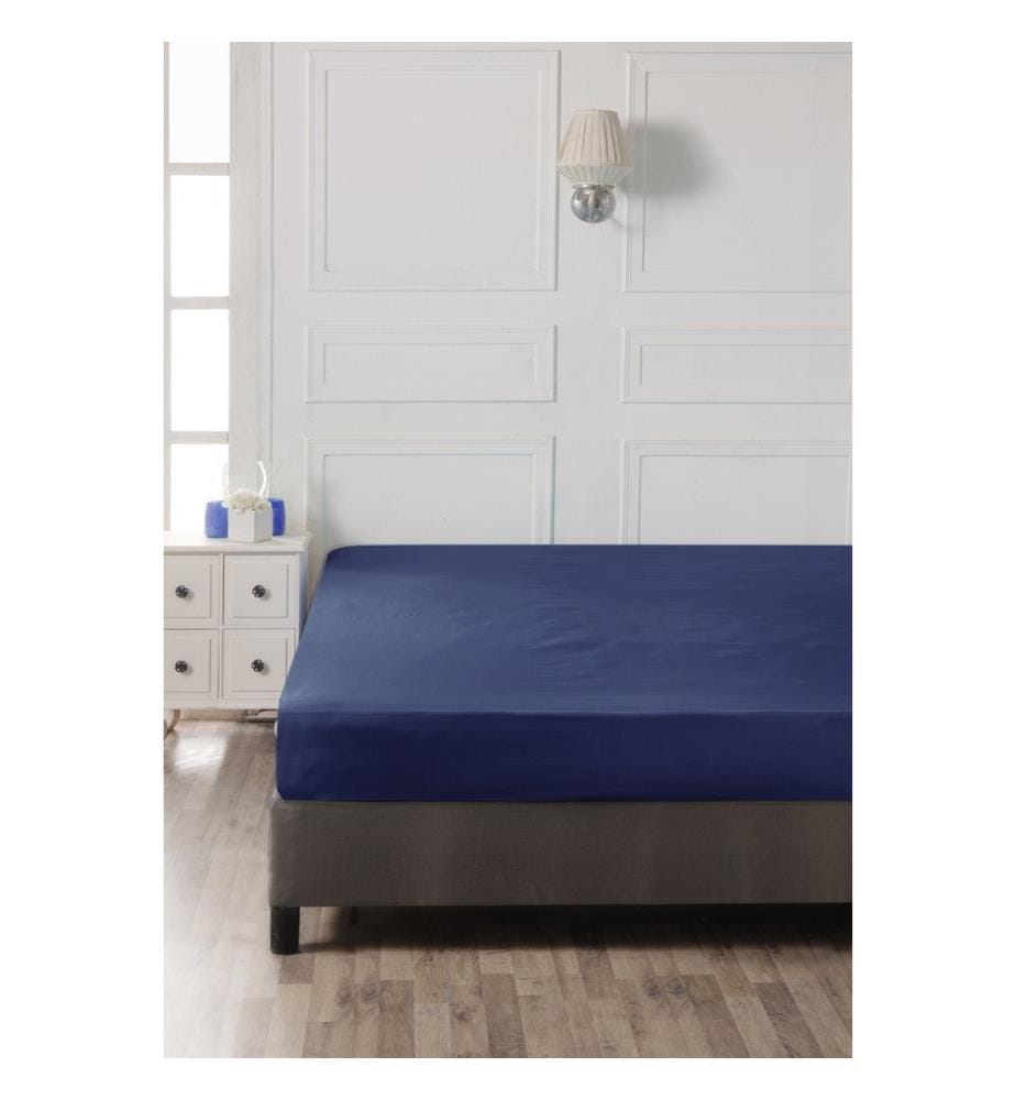 Ranforce Double XL Fitted Sheet, Sax Blue, 100% COTTON