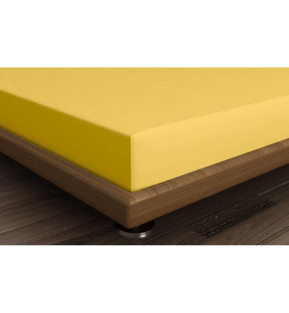 Drap-housse double XL Ranforce, jaune foncé, 100 % COTON