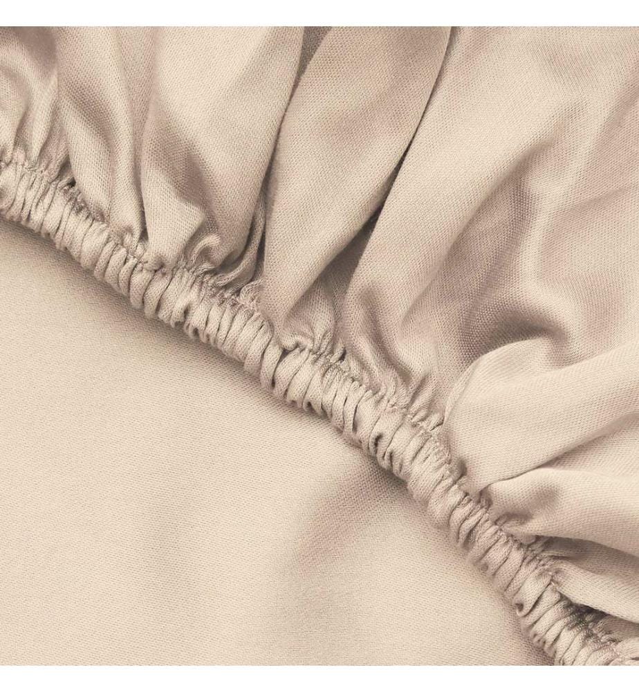 Drap-housse double XL en satin, beige, 100 % COTON SATIN