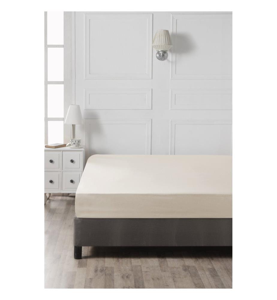Ranforce King Fitted Sheet, Cream, 100% COTTON