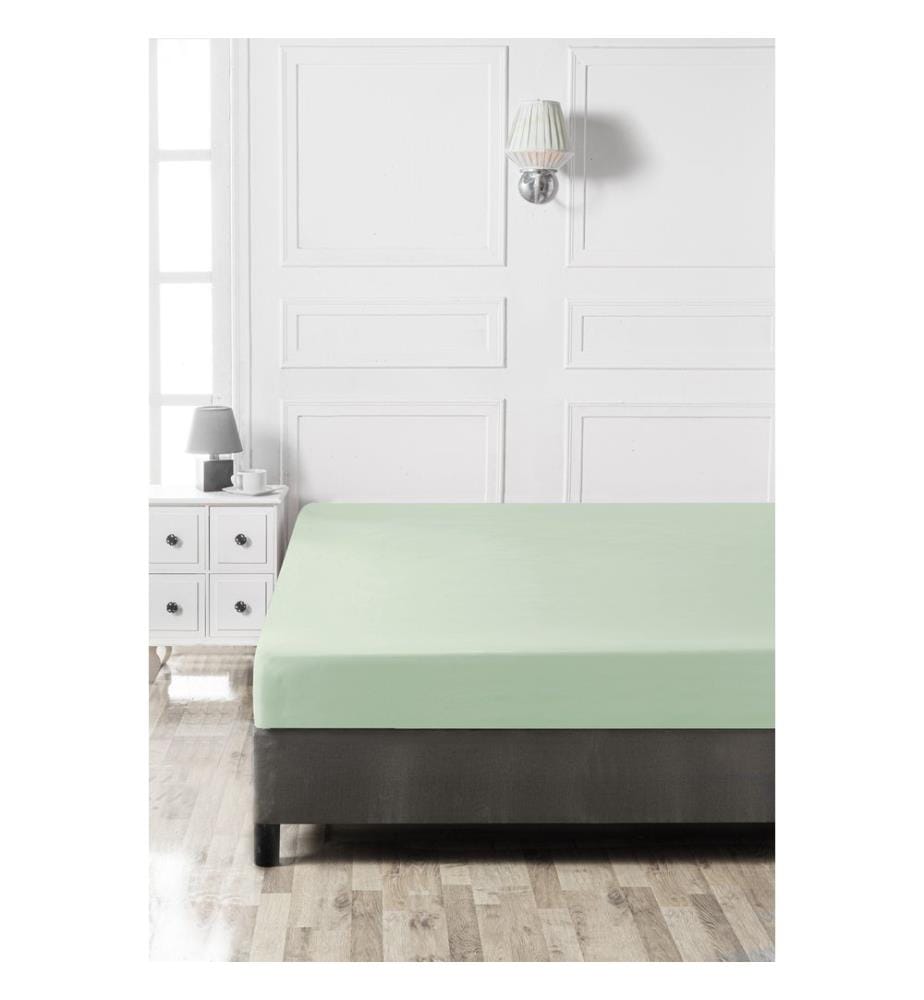Drap-housse Ranforce, vert clair, 100 % COTON