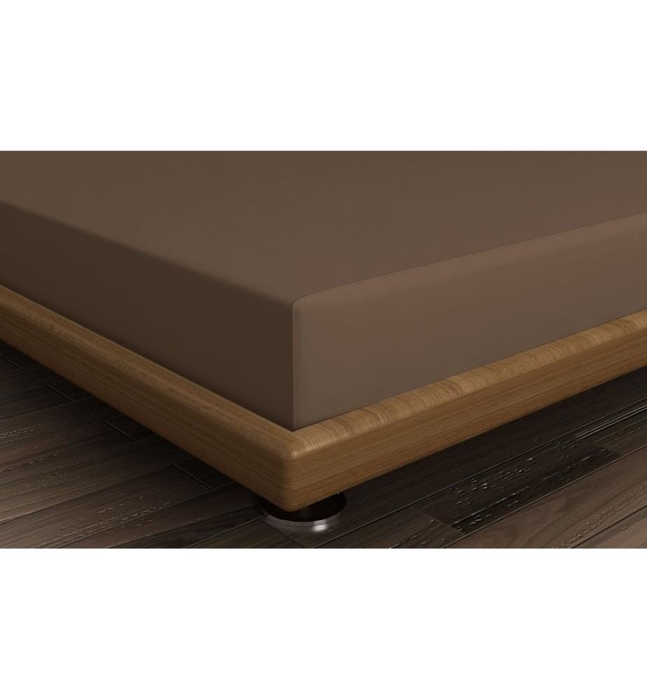 Drap-housse Ranforce King, marron, 100 % COTON