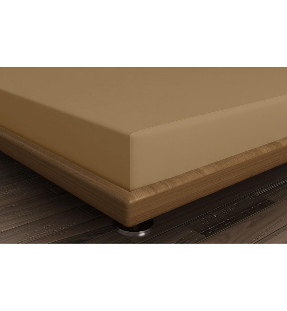 Drap-housse Ranforce Super King, marron clair, 100 % COTON