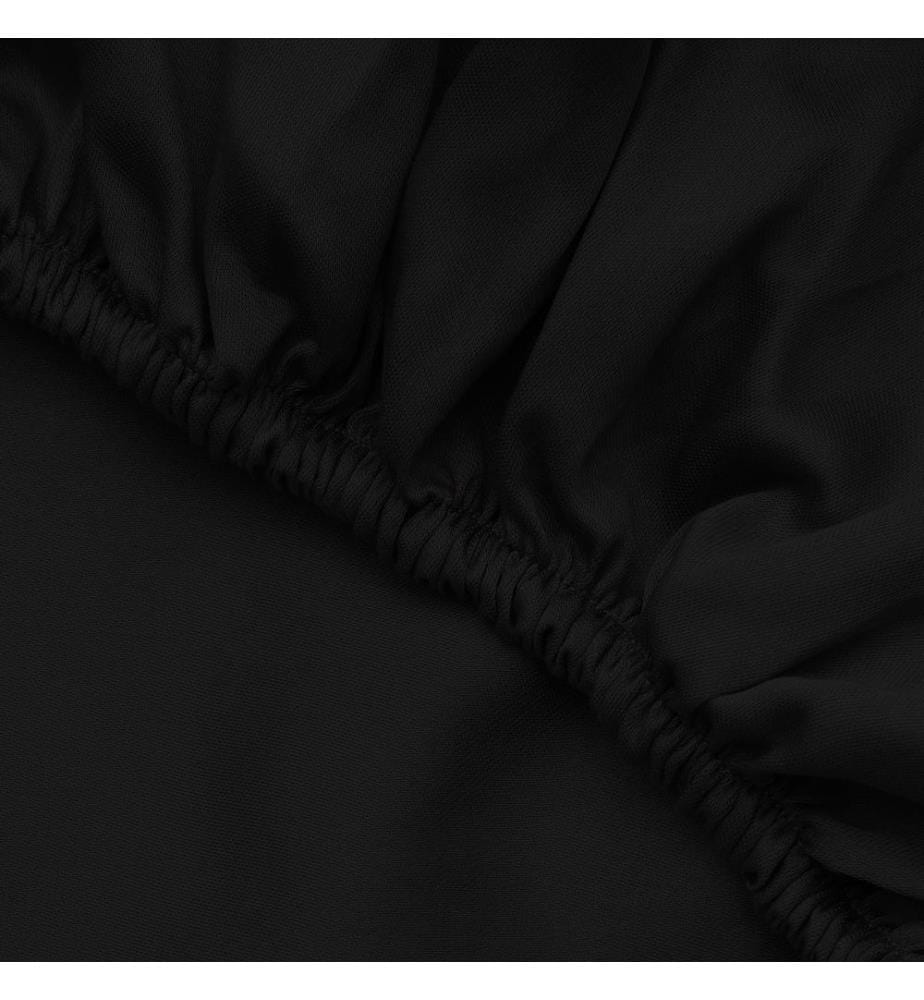 Drap-housse super king en satin, noir, 100 % SATIN DE COTON