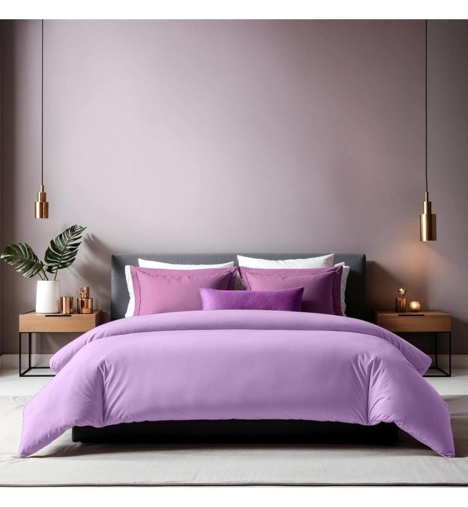 Housse de couette double Ranforce, lilas, 100 % COTON RANFORCE