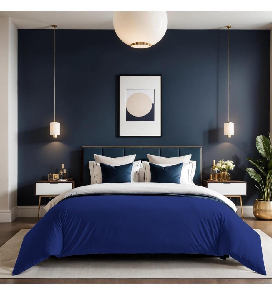 Copripiumino matrimoniale Ranforce, blu scuro, 100% COTONE RANFORCE