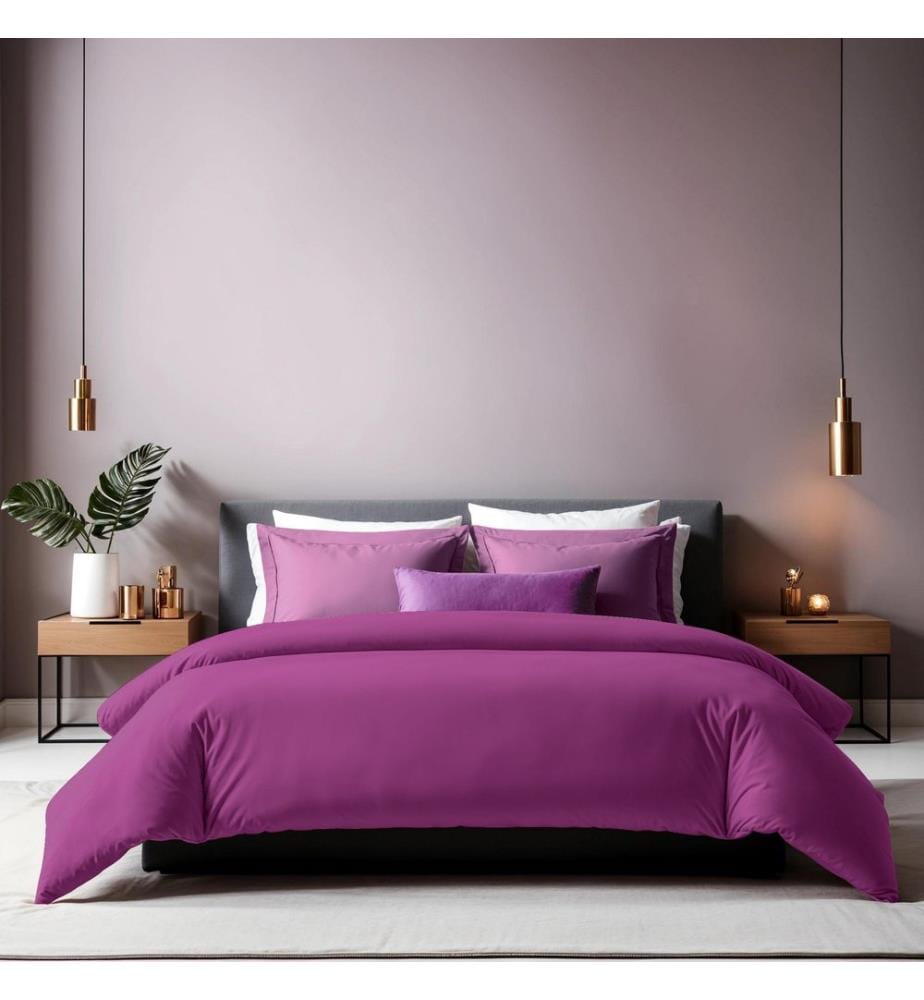 Housse de couette Ranforce King, violette, 100 % COTON RANFORCE