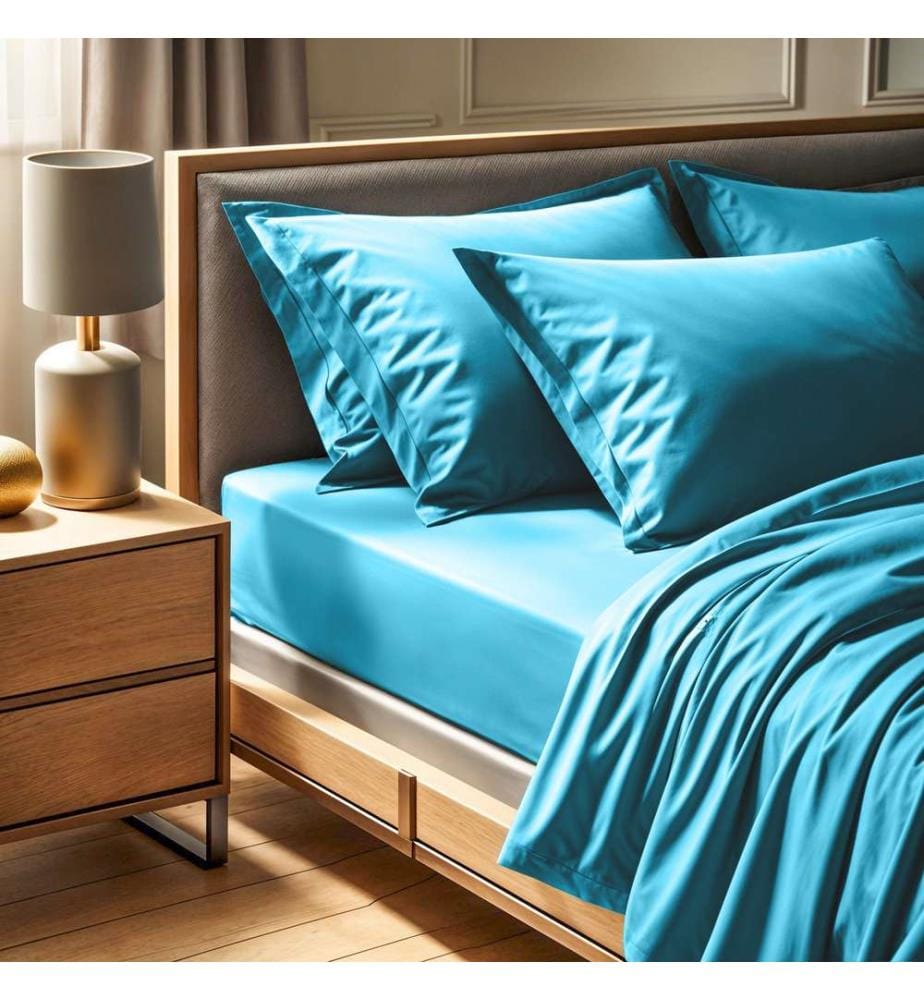 Drap-housse petit format Ranforce, turquoise, 100 % COTON RANFORCE