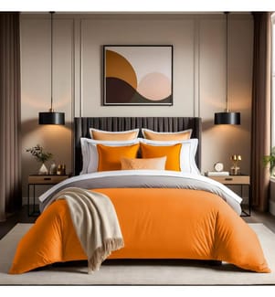 Housse de couette simple Ranforce, orange, 100 % COTON RANFORCE