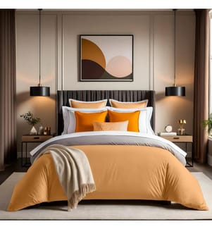 Housse de couette simple Ranforce, orange, 100 % COTON RANFORCE