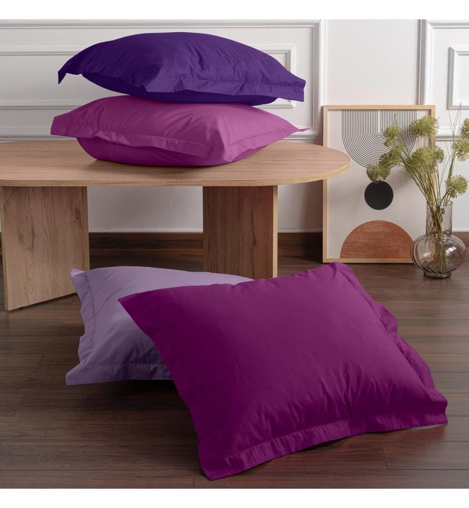Set di federe, 2 pezzi, viola, 100% COTONE RANFORCE