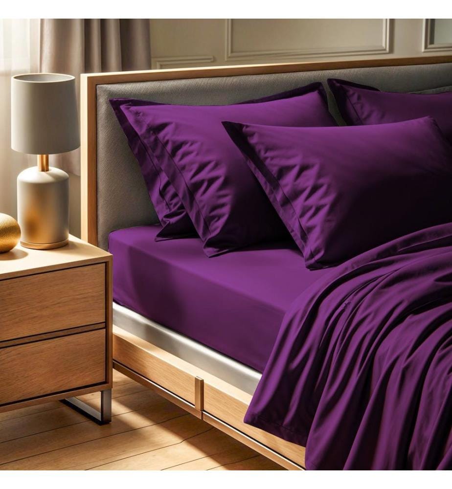 Drap-housse double Ranforce, violet, 100 % COTON RANFORCE