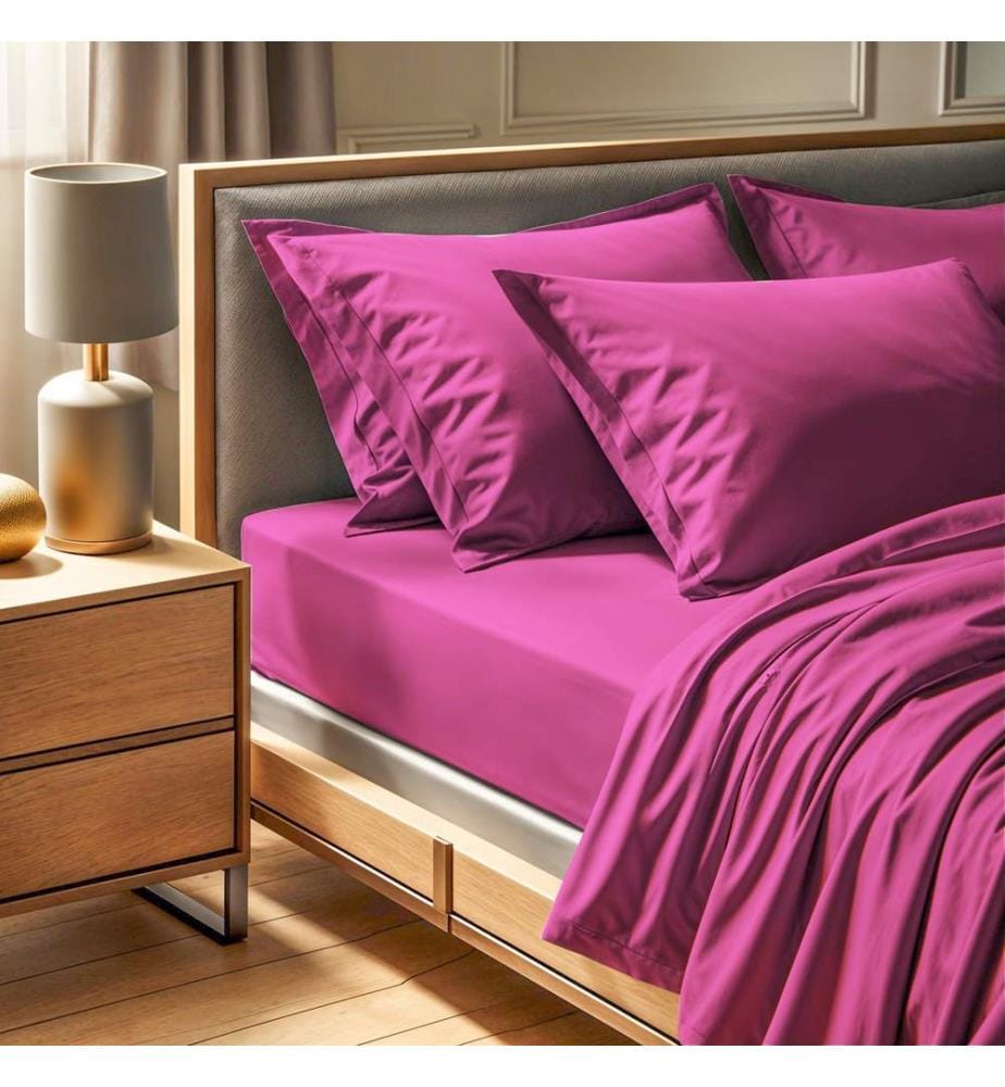 Drap-housse double Ranforce, rose poudré, 100 % COTON RANFORCE