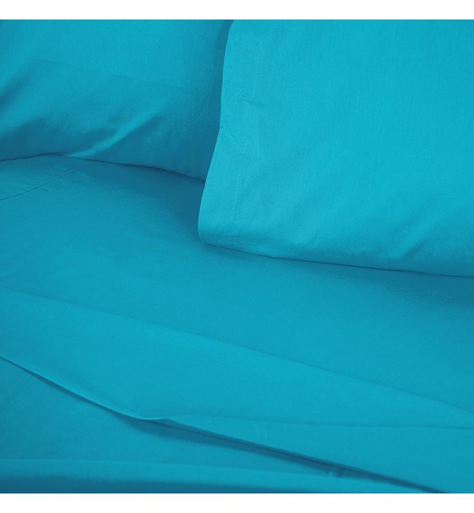 Drap-housse double Ranforce, turquoise, 100 % COTON RANFORCE