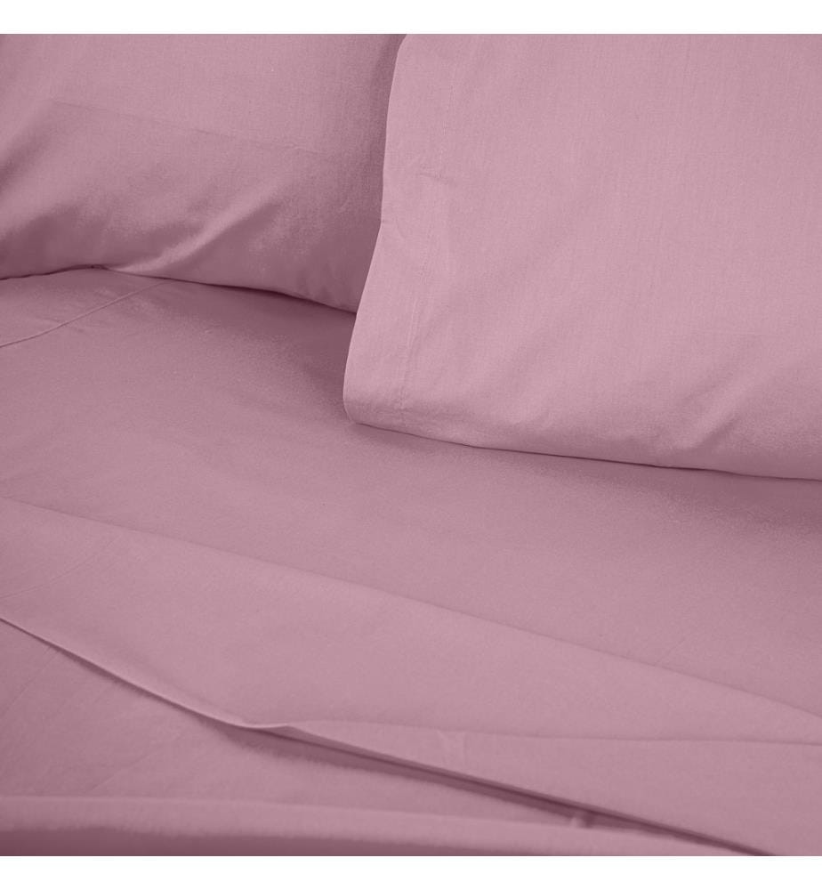 Drap-housse double XL Ranforce, rose poudré, 100 % COTON RANFORCE
