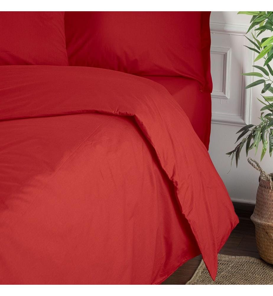 Housse de couette Ranforce King, rouge, 100 % COTON RANFORCE
