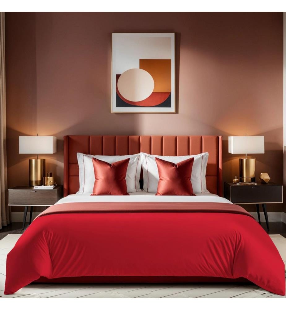 Housse de couette Ranforce King, rouge, 100 % COTON RANFORCE