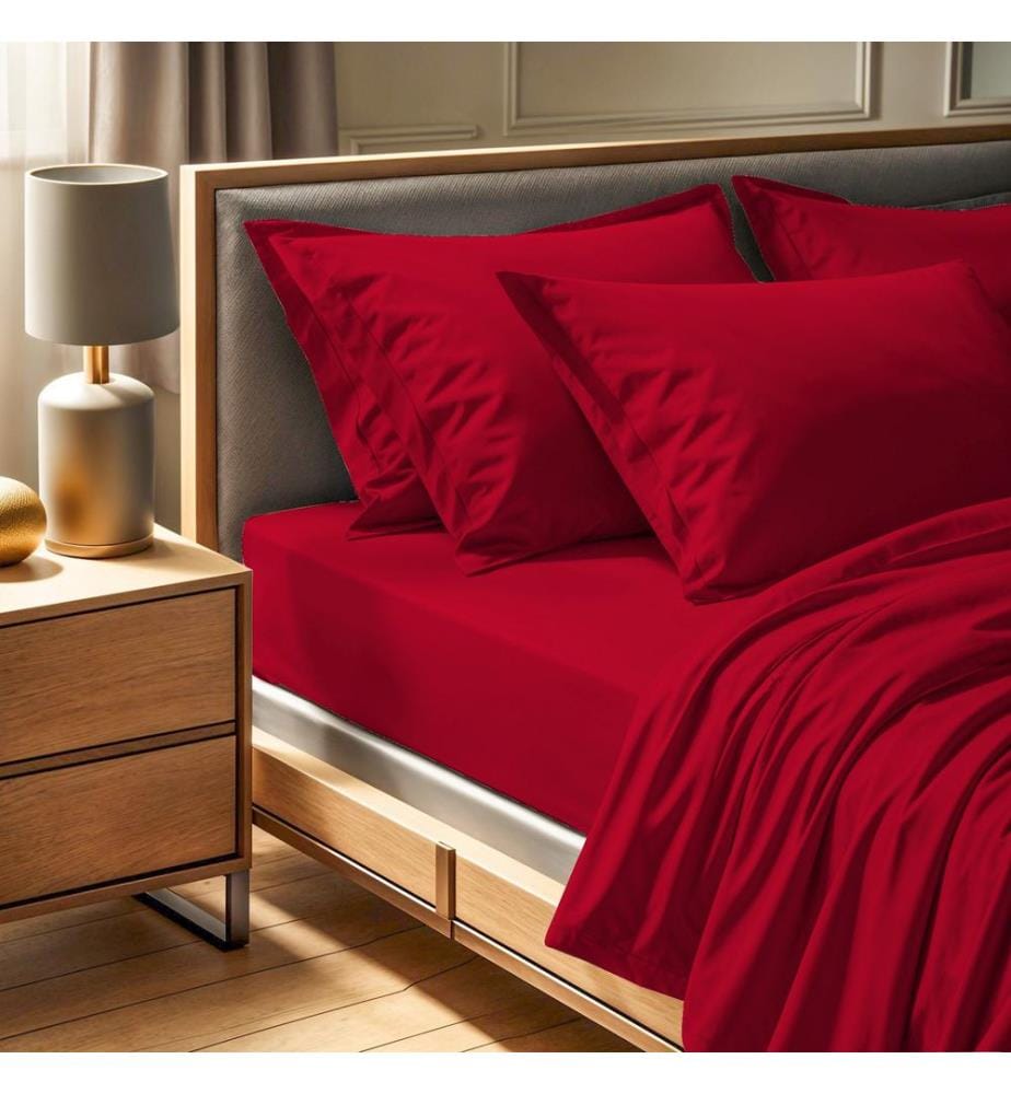 Drap-housse petit format Ranforce, rouge bordeaux, 100 % COTON RANFORCE
