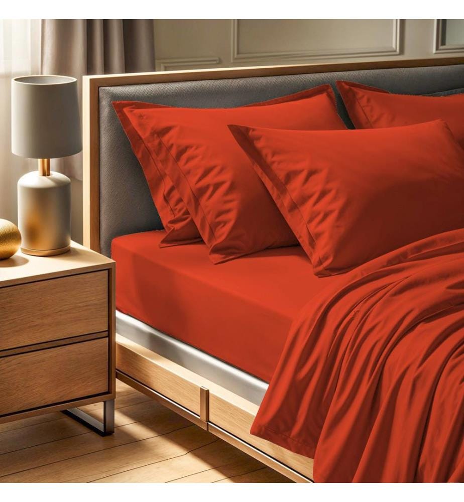 Ranforce Single Small Fitted Sheet, Tile Red, 100% COTTON RANFORCE