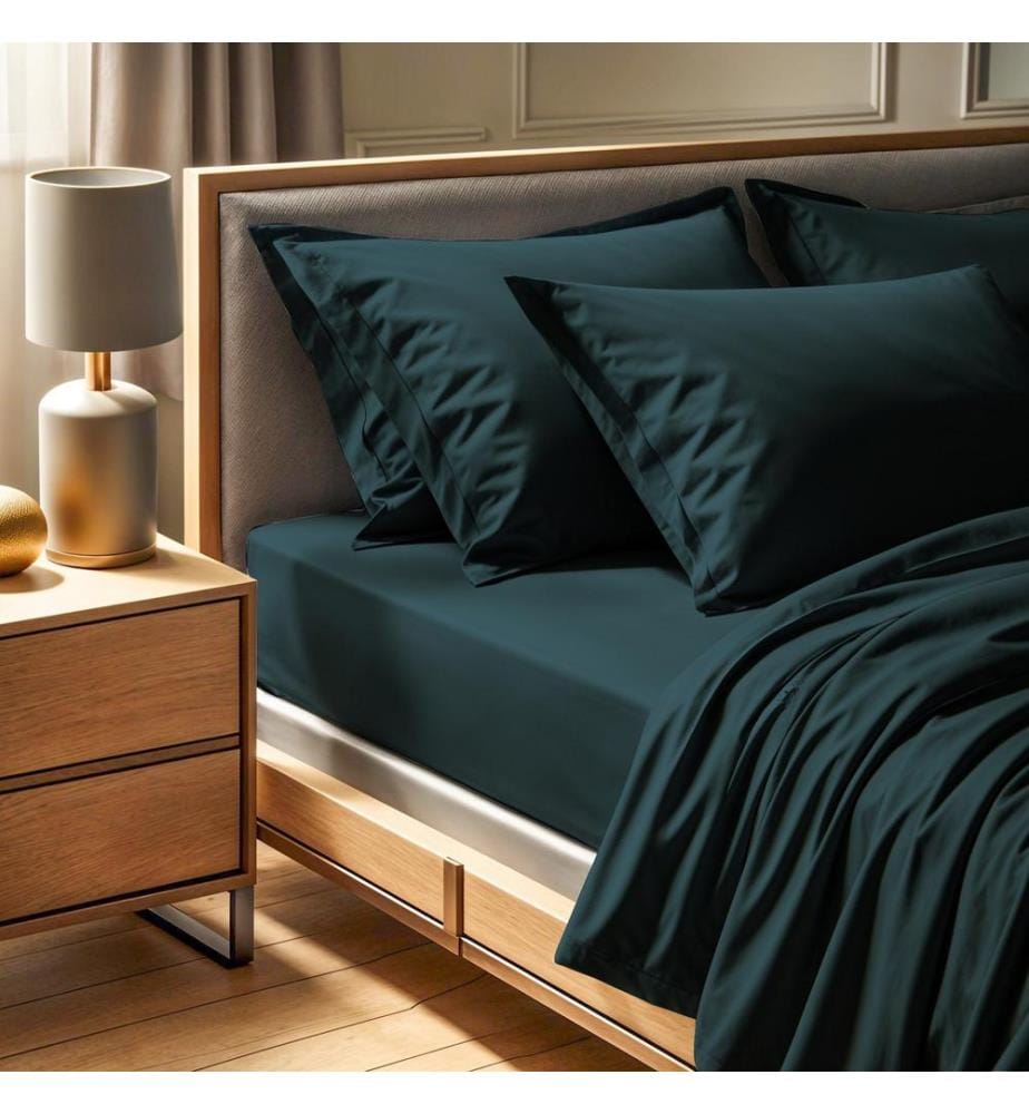 Drap-housse petit format Ranforce, vert pétrole, 100 % COTON RANFORCE