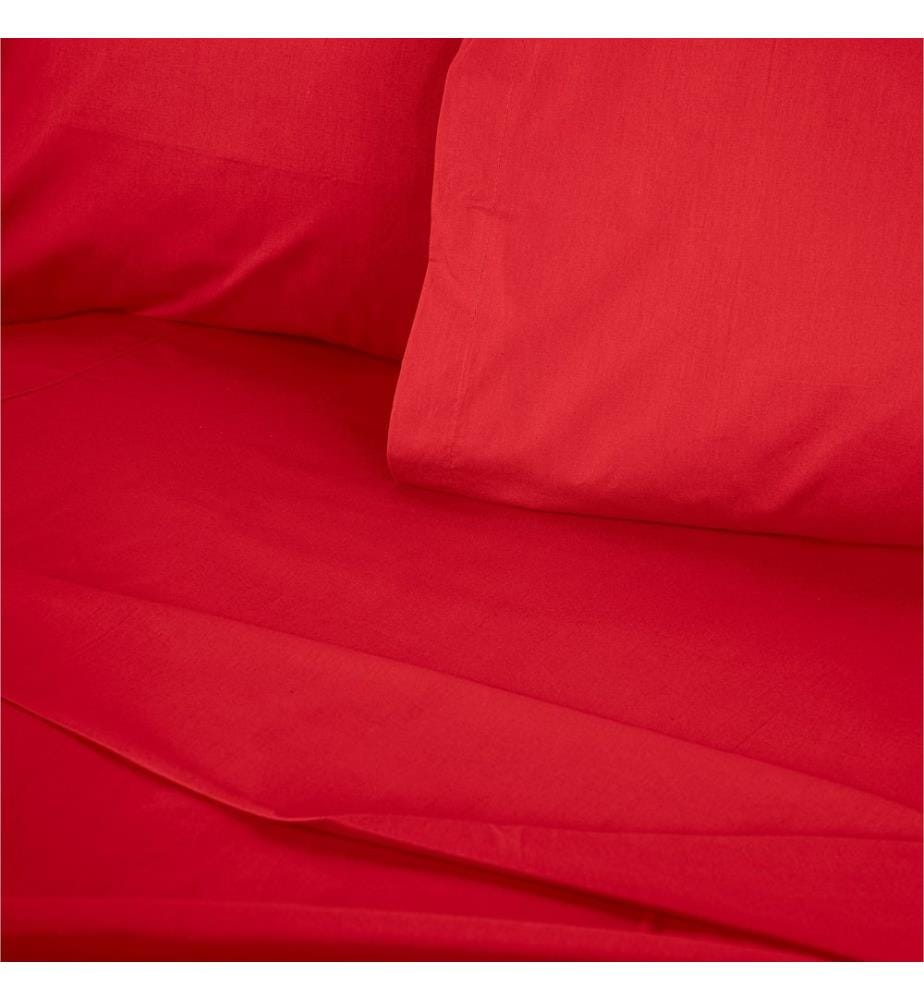 Drap-housse simple Ranforce, rouge, 100 % COTON RANFORCE