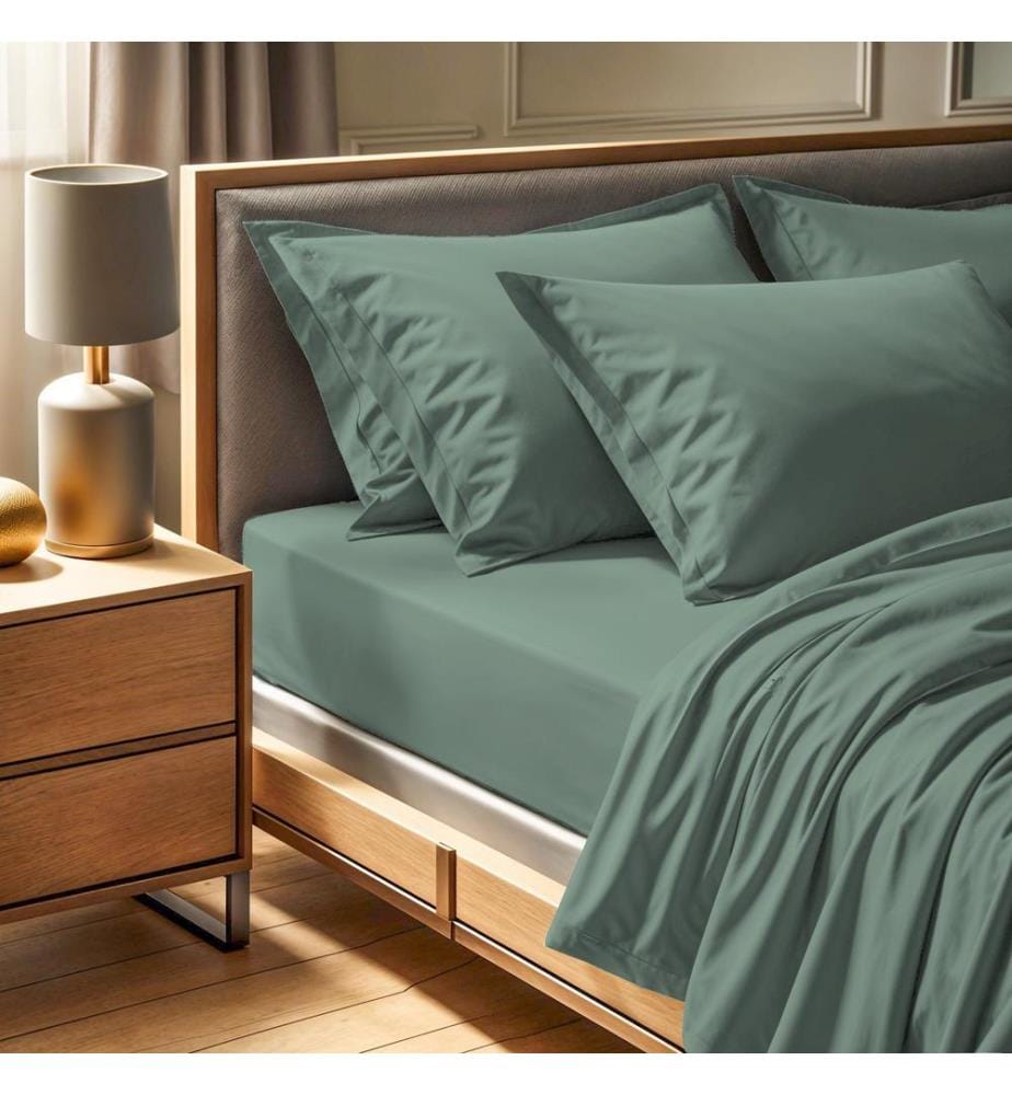 Drap-housse simple Ranforce, vert, 100 % COTON RANFORCE