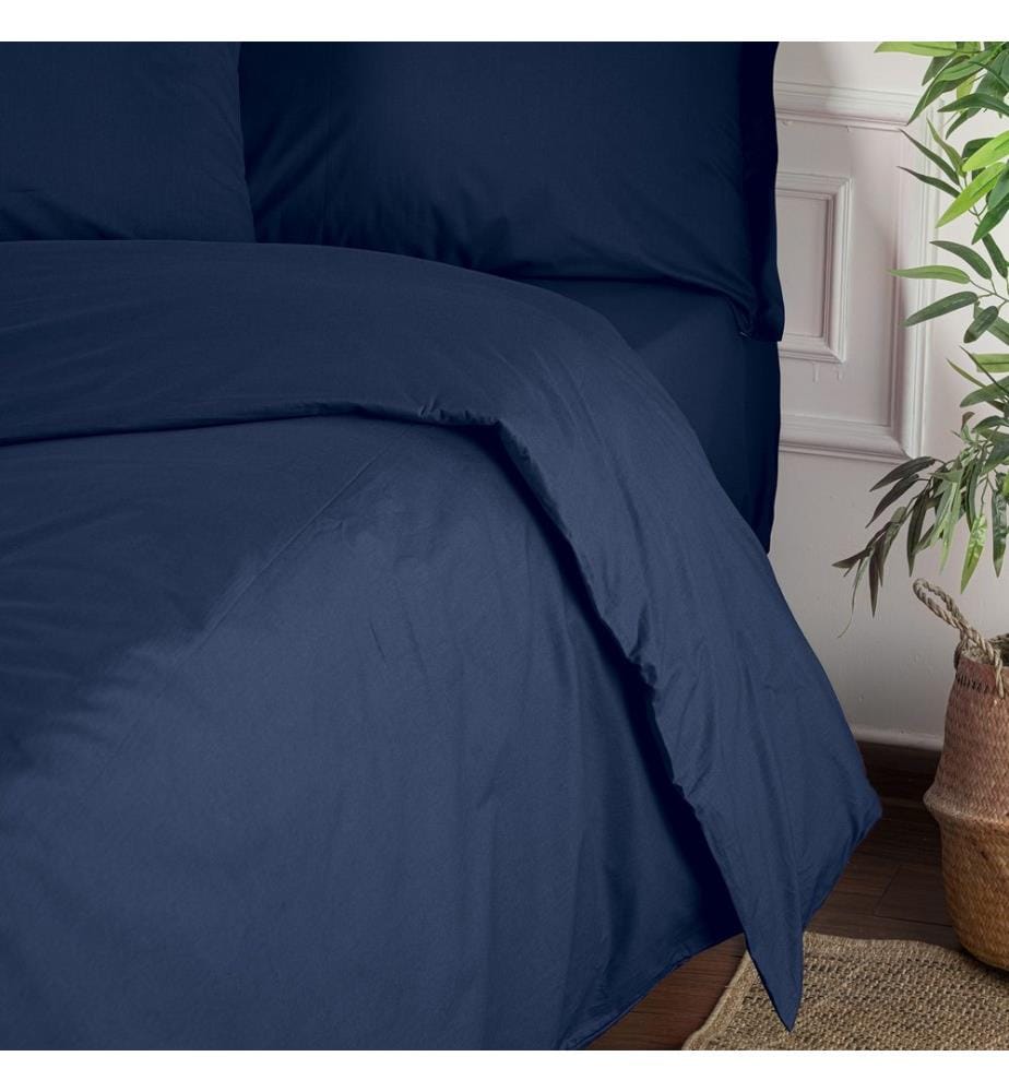 Housse de couette simple Ranforce, bleu foncé, 100 % COTON RANFORCE