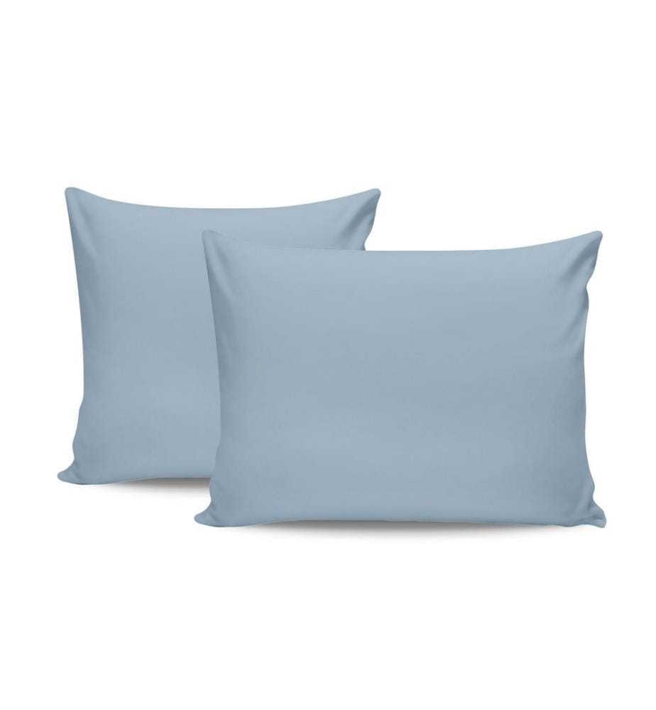 Ensemble de taies d'oreiller, 2 pièces, bleu, 100 % COTON RANFORCE