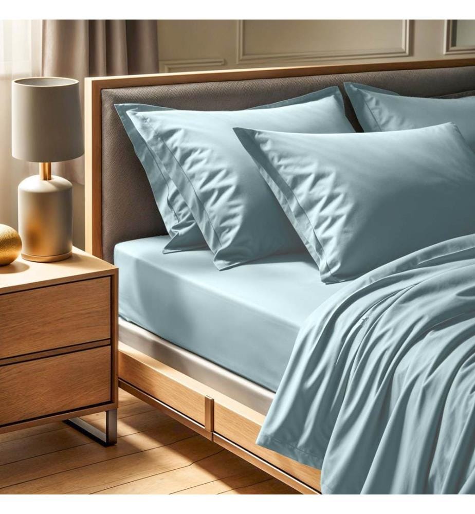Drap housse double Ranforce, menthe, 100 % COTON RANFORCE