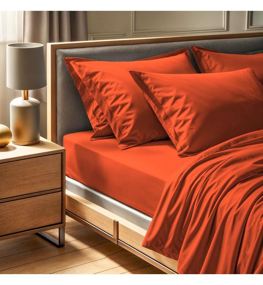 Drap-housse king size Ranforce, cannelle, 100 % COTON RANFORCE