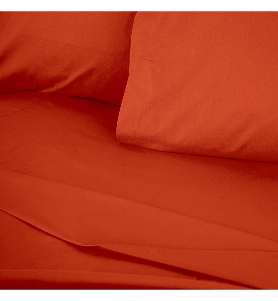 Ranforce King Fitted Sheet, Tile Red, 100% COTTON RANFORCE