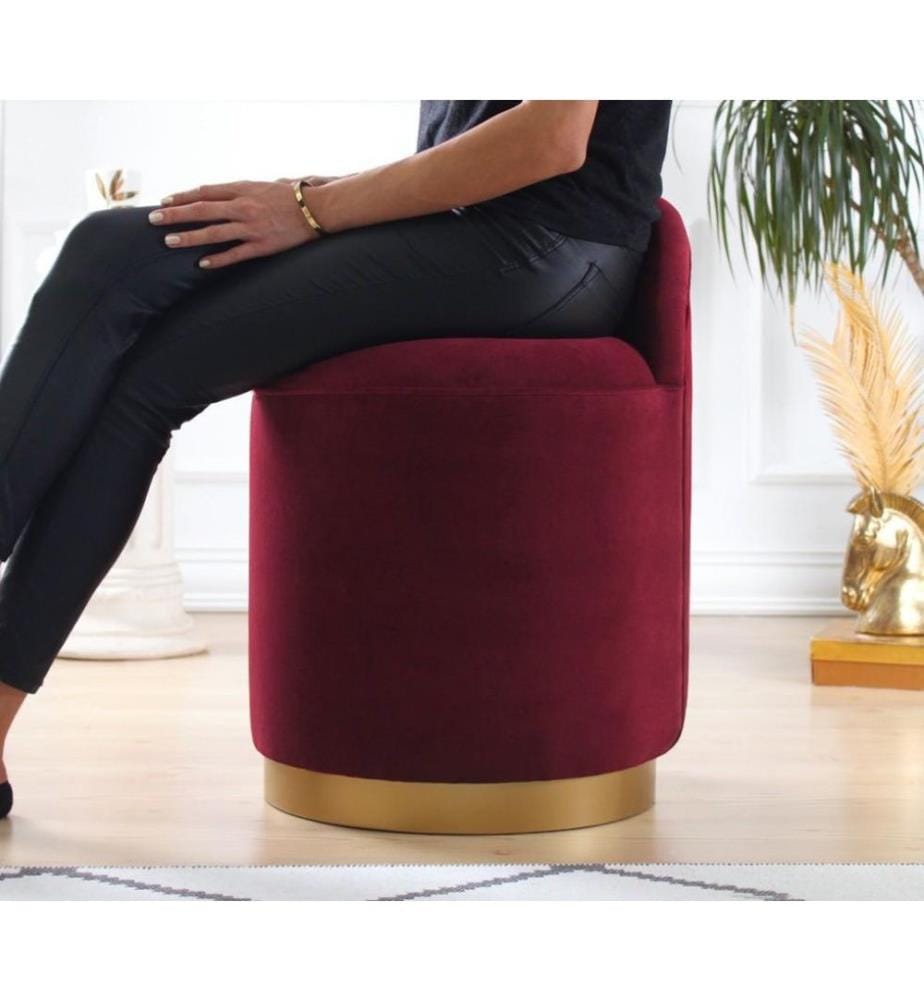Pouf, Rosso Bordeaux, Velluto