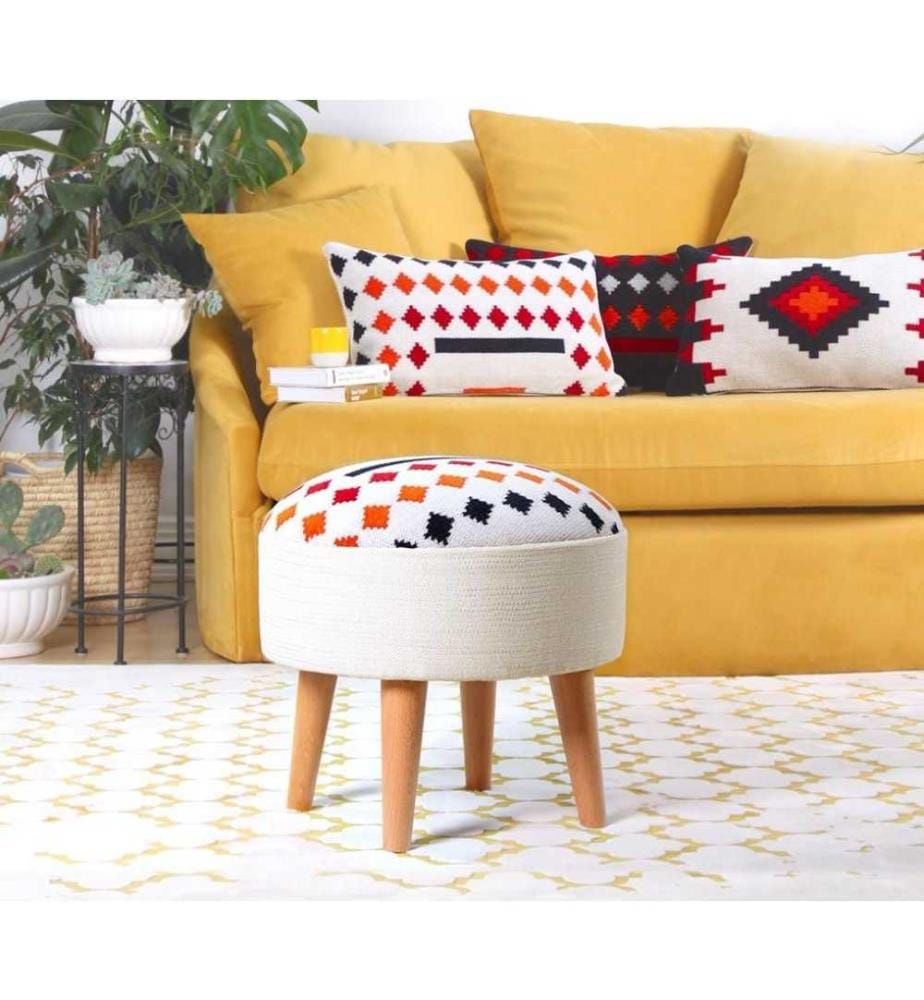 Pouf, blanc, 50% coton / 50% polyester